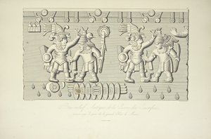 Rilievo in pietra azteca dei sacrifici, illustrazione da Vues des Cordillères et Monumens des Peuples Indigènes de l